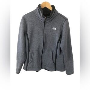 The North Face Women's Gray Black Full Zip Shawl Collar Knit Fleece Sz L